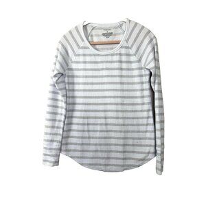 Sonoma Pale Blue Silver Striped Thermal Top S Cozy Minimal Layering Lounge Glam